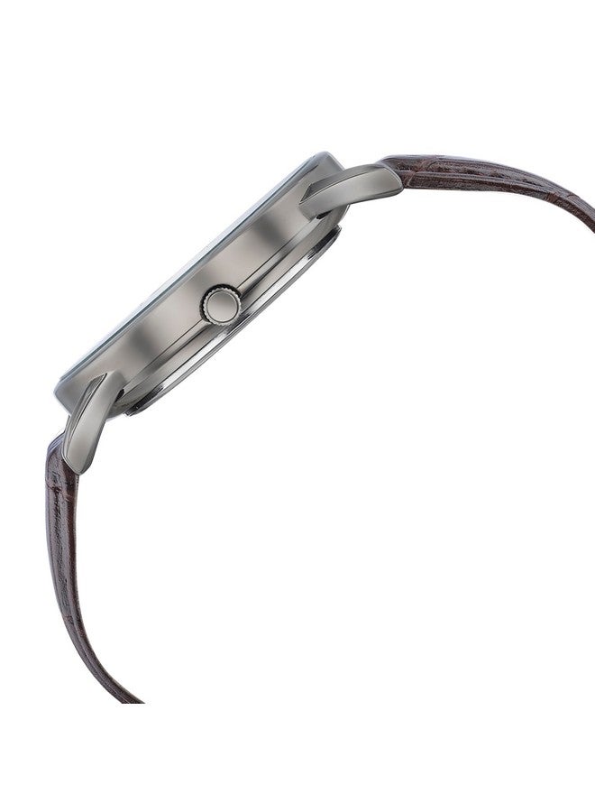 Sonata Poze Quartz Green Dial Brown Leather Strap for Men-SP70047QL01W - Image 4