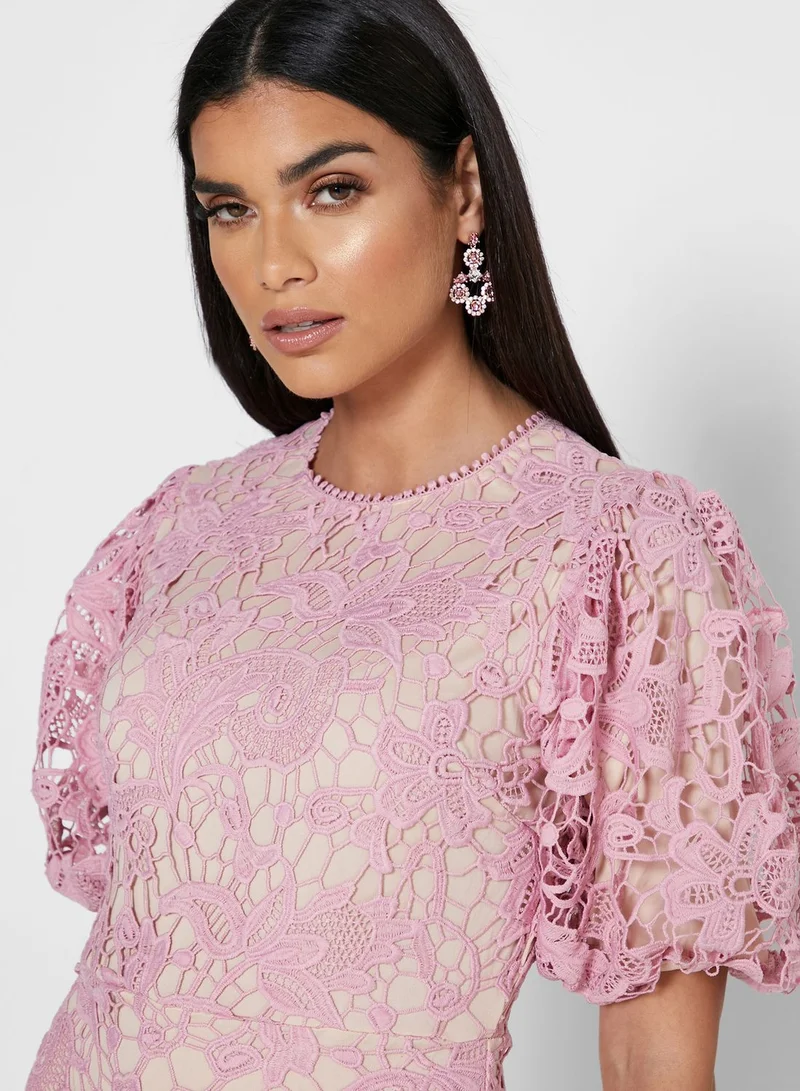 Just Me Side Slit Lace Dress