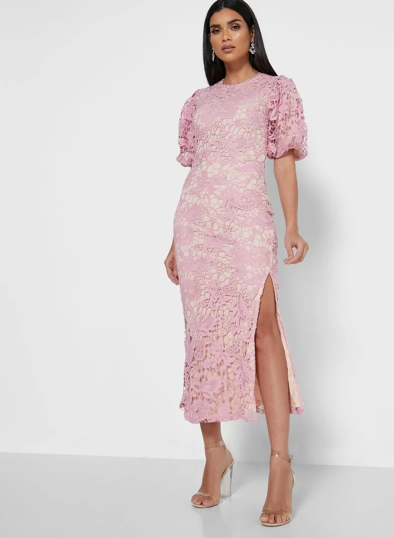 Just Me Side Slit Lace Dress