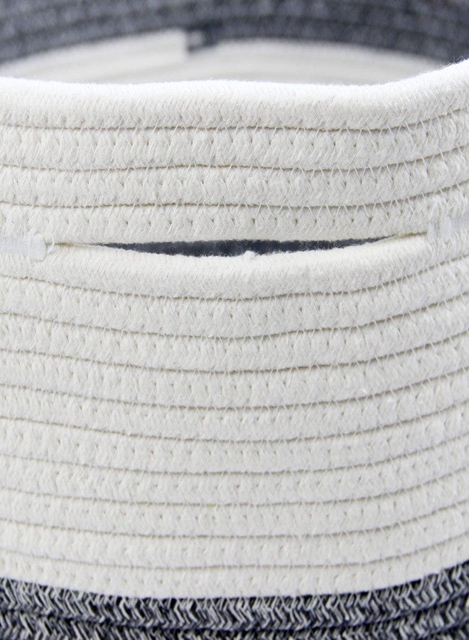 Casaphoria XXXLarge Cotton Rope Basket for Living Room - Woven Storage Basket with Handle for Blankets, Towels and Pillows Laundry Hamper | White and Grey (22" x 22" x 14") - Image 3