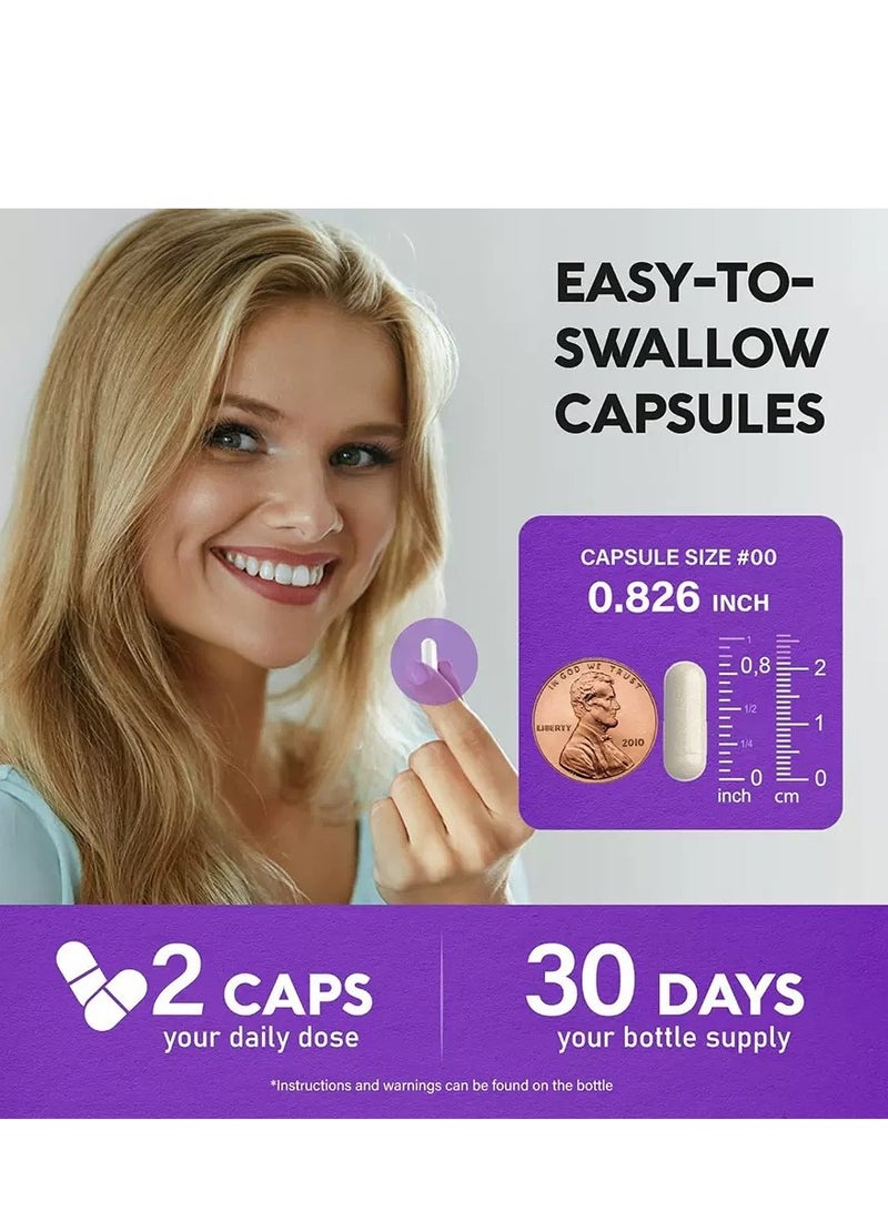 25000mcg Collagen Biotin Complex Capsules (60 capsules) 7-in-1 Powerful Formula - Hair Thickening / Skin Elasticity / Nail Strengthening | Contains Keratin + Hyaluronic Acid | Clinically Proven / Non-GMO / Gluten Free