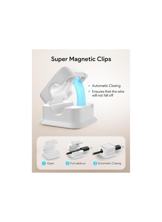 Green Tiger 8 Pack Magnetic Cord Organizer, Easy Secure Adhesive Cable Management, Wire Holder Keeper Organizer Management, Hide Or Organize Phone USB Charger Cable for Home,Office,Car,Desk,Nightstand (White) - Image 4