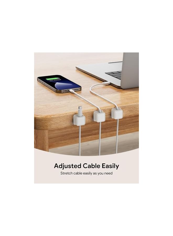 Green Tiger 8 Pack Magnetic Cord Organizer, Easy Secure Adhesive Cable Management, Wire Holder Keeper Organizer Management, Hide Or Organize Phone USB Charger Cable for Home,Office,Car,Desk,Nightstand (White) - Image 2