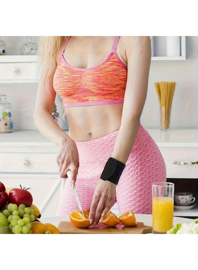 2pcs Dark Black Ultra Thin Compression Wrist Support Straps Soft High Elasticity Adjustable - Image 4