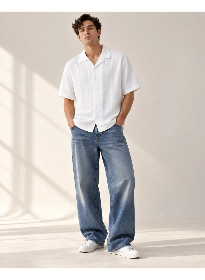 Victor And Jane Men's Boxy Fit Textured Short Sleeve Shirt