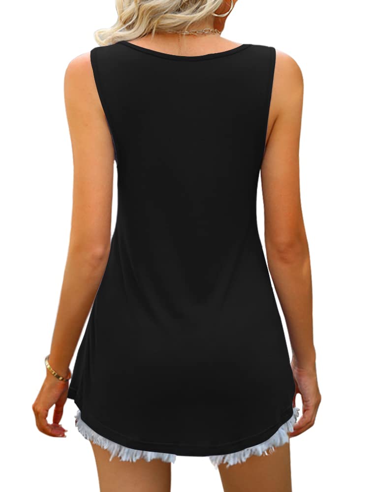 Tencede 2026 Summer Tank Tops for Women Sleeveless V Neck Babydoll Loose Flowy Floral Print Blouse Black 1XL - Image 3