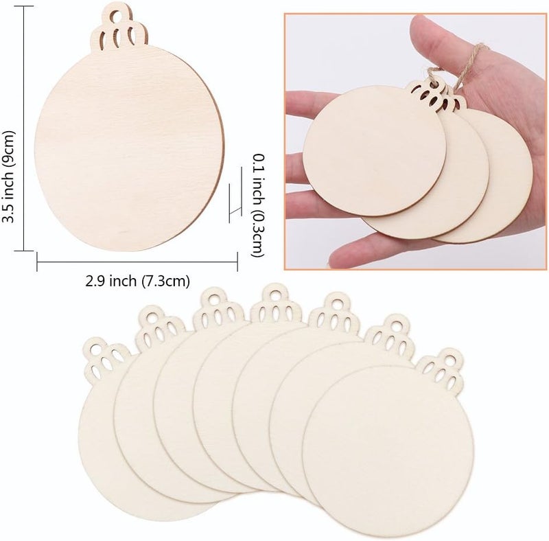 OurWarm PartyTalk 30pcs Round Wooden Discs with Holes, 3" Unfinished Predrilled Natural Wood Slices for Crafts Centerpieces, Wooden DIY Christmas Ornaments Hanging Decorations - Image 2