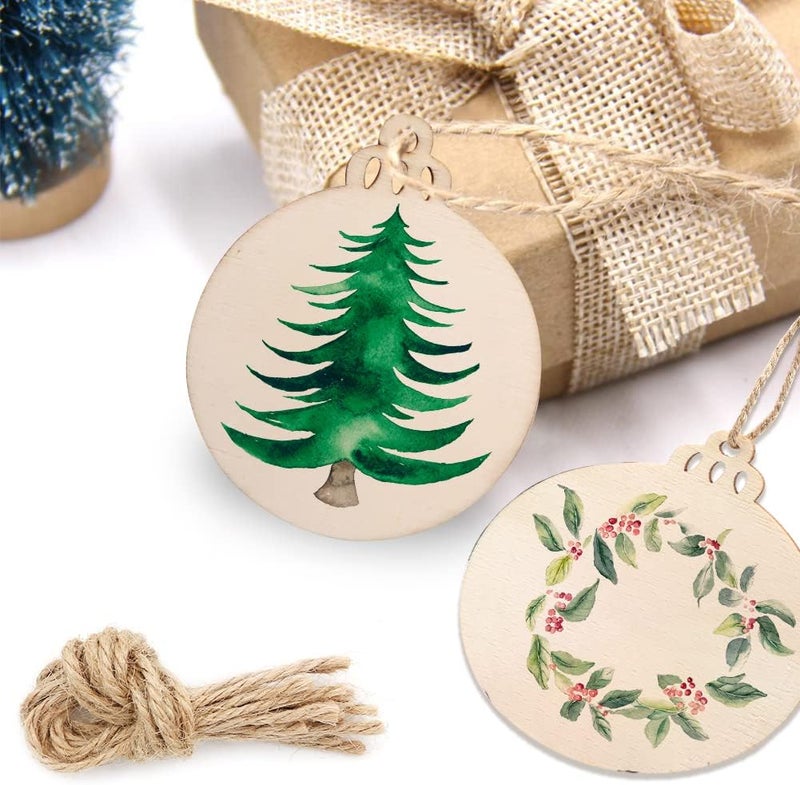 OurWarm PartyTalk 30pcs Round Wooden Discs with Holes, 3" Unfinished Predrilled Natural Wood Slices for Crafts Centerpieces, Wooden DIY Christmas Ornaments Hanging Decorations - Image 4