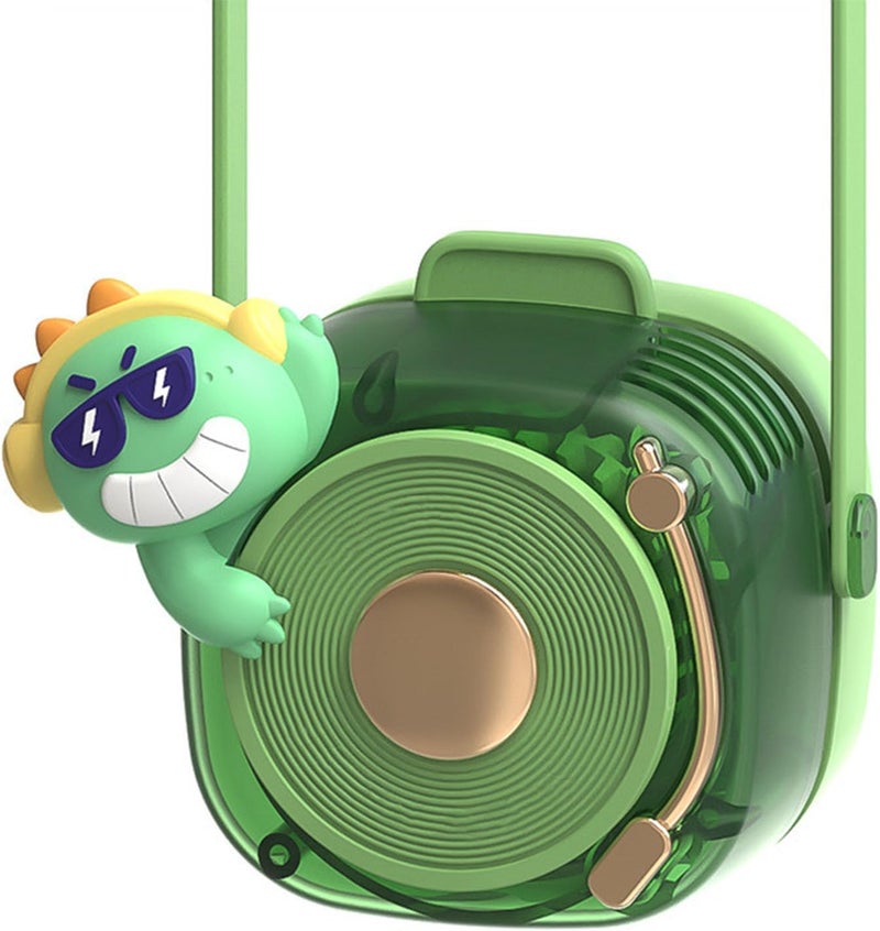 Cryfokt Kids Neck Fan, Portable Hanging Neck Fan, USB Rechargeable 3 Wind Speed Fan, Hands Wearable Fan, Lightweight Leafless Hanging Neck Fan for Outdoor, Indoor (Green) - Image 1