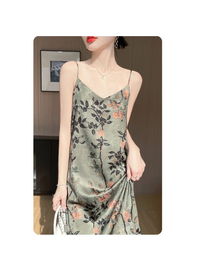 XINYANG فستان سليب حرير جاكار بأسلوب صيني جديد للنساء 2025 فستان ميدي مطبوع متعدد الطبقات طويل - Image 5