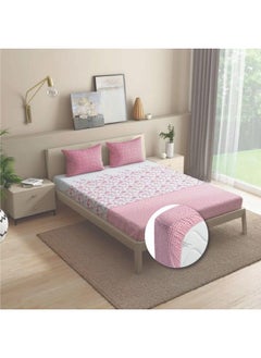 Wakefit Wakefit Bedsheet for Queen Size, Bedsheet Queen Size Bed Cotton, Fitted Bedsheets Queen Size Cotton, 144 TC 100% Cotton with 2 Pillow Covers (Elastic Fitted Sheet 78x60 : Florenza)  - Image 1