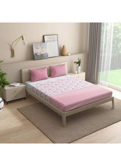 Wakefit Wakefit Bedsheet for Queen Size, Bedsheet Queen Size Bed Cotton, Fitted Bedsheets Queen Size Cotton, 144 TC 100% Cotton with 2 Pillow Covers (Elastic Fitted Sheet 78x60 : Florenza)  - Image 2