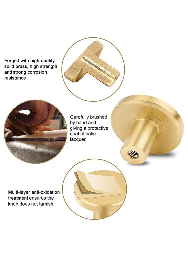 JZS Cabinet Knobs Round Drawer Knobs 25mm Single Hole brass Dresser Knobs Used for Kitchen Cabinet Hardware, Pack of 10,Gold - Image 4