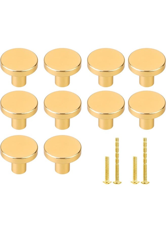 JZS Cabinet Knobs Round Drawer Knobs 25mm Single Hole brass Dresser Knobs Used for Kitchen Cabinet Hardware, Pack of 10,Gold - Image 1