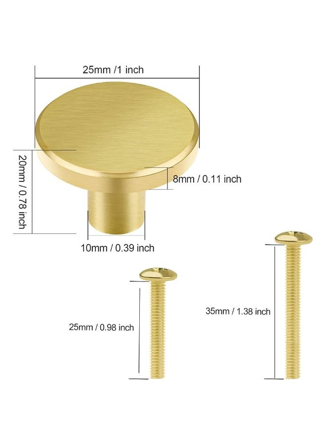 JZS Cabinet Knobs Round Drawer Knobs 25mm Single Hole brass Dresser Knobs Used for Kitchen Cabinet Hardware, Pack of 10,Gold - Image 2