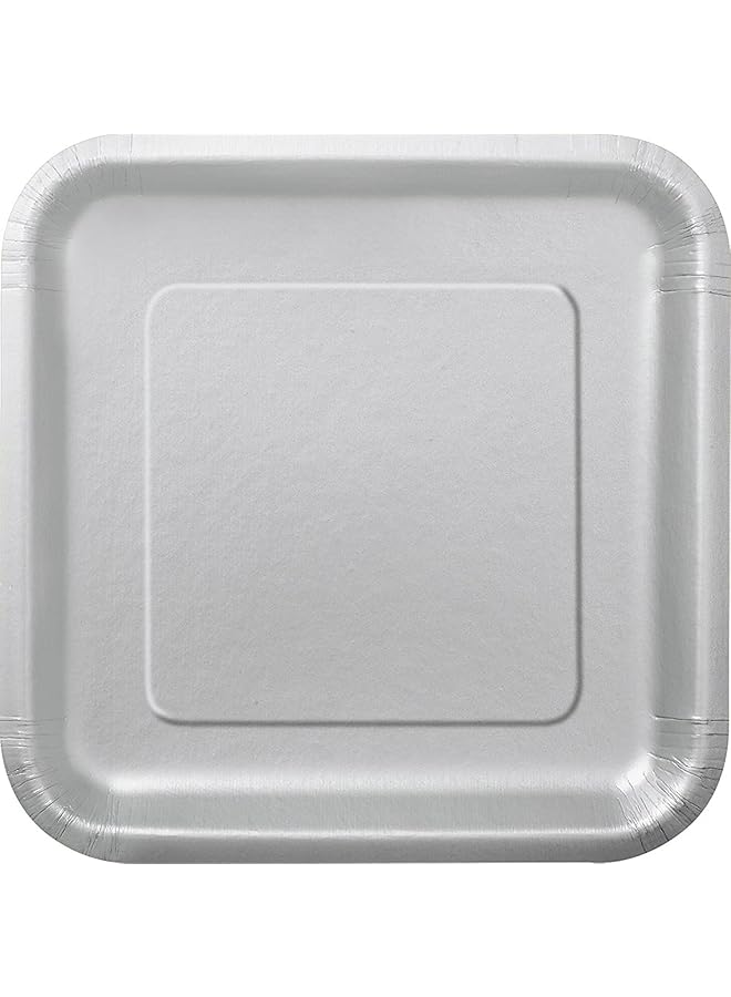 يونيك صناعات، أطباق ورقية مربعة للكعك، 16 قطعة فضية
