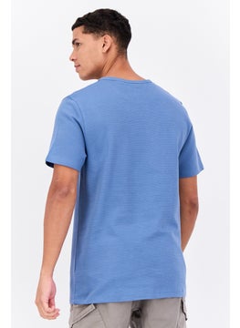 French Connection Men Crew Neck Short Sleeves Plain T-Shirt, Blue  - Image 3