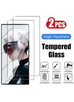 ماركة غير محددة قطعتان من حامي شاشة الزجاج المقسى الأحمر السحري 9 برو، متوافقة مع ZTE nubia Red Magic 9 Pro / RedMagic 9 Pro+ حماية الزجاج المقسى (أسود واضح)  - Image 1