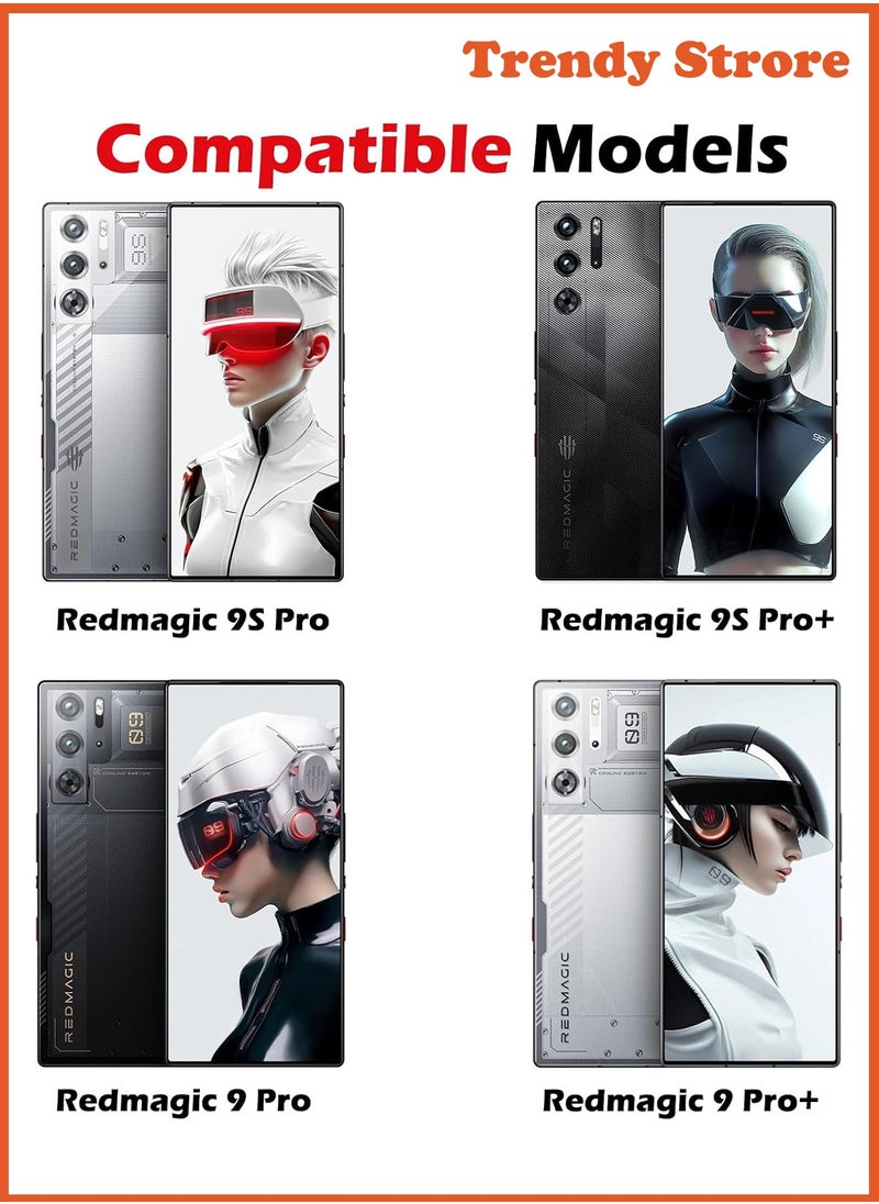 2 Pieces Red Magic 9 Pro Screen Protector, Compatible with ZTE nubia Red Magic 9 Pro / RedMagic 9 Pro+ Tempered Glass Protection (Black Clear)