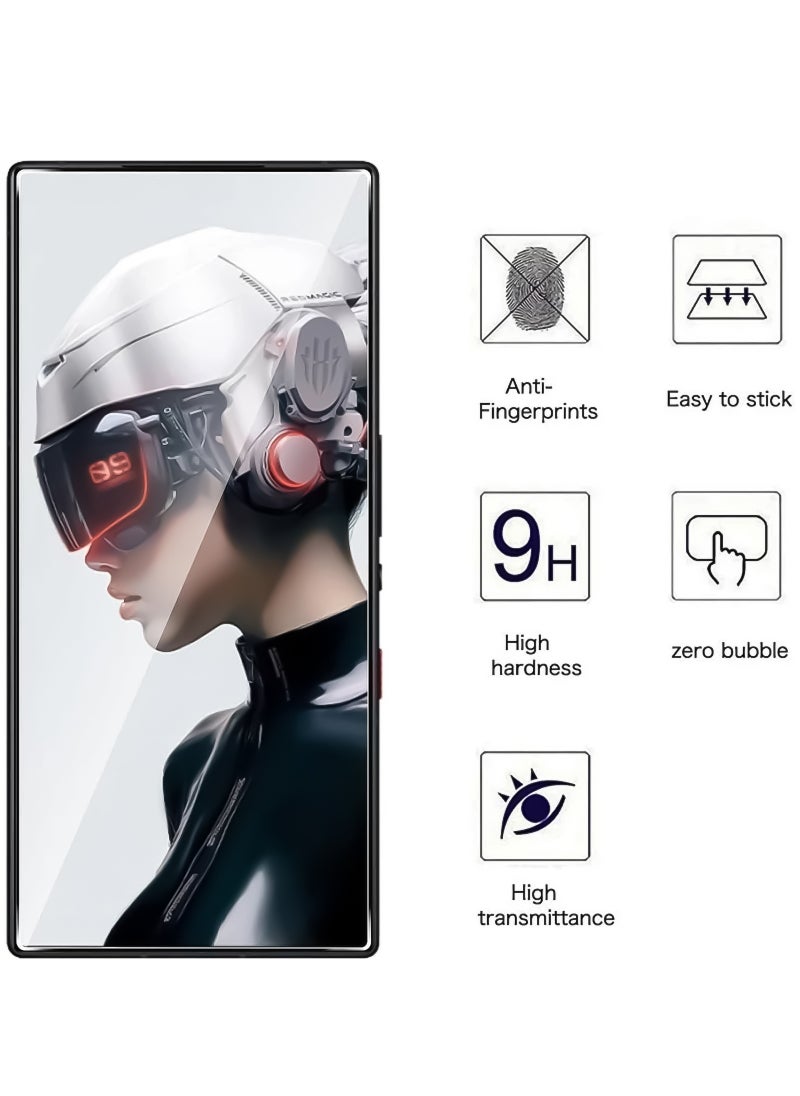 2 Pieces Red Magic 9 Pro Screen Protector, Compatible with ZTE nubia Red Magic 9 Pro / RedMagic 9 Pro+ Tempered Glass Protection (Black Clear)
