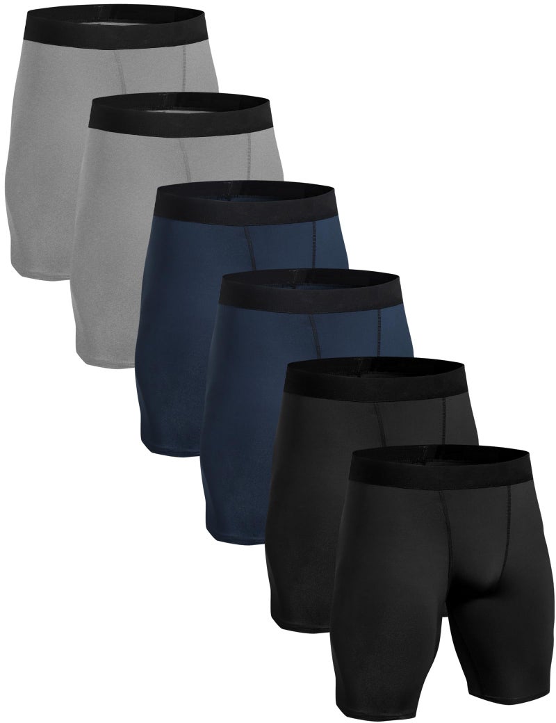 HovSiyla 6 Pack Compression Shorts Men Performance Sports Workout Athletic Running Underwear Shorts Spandex 2 Black 2 Grey 2 Navy-XL - Image 1