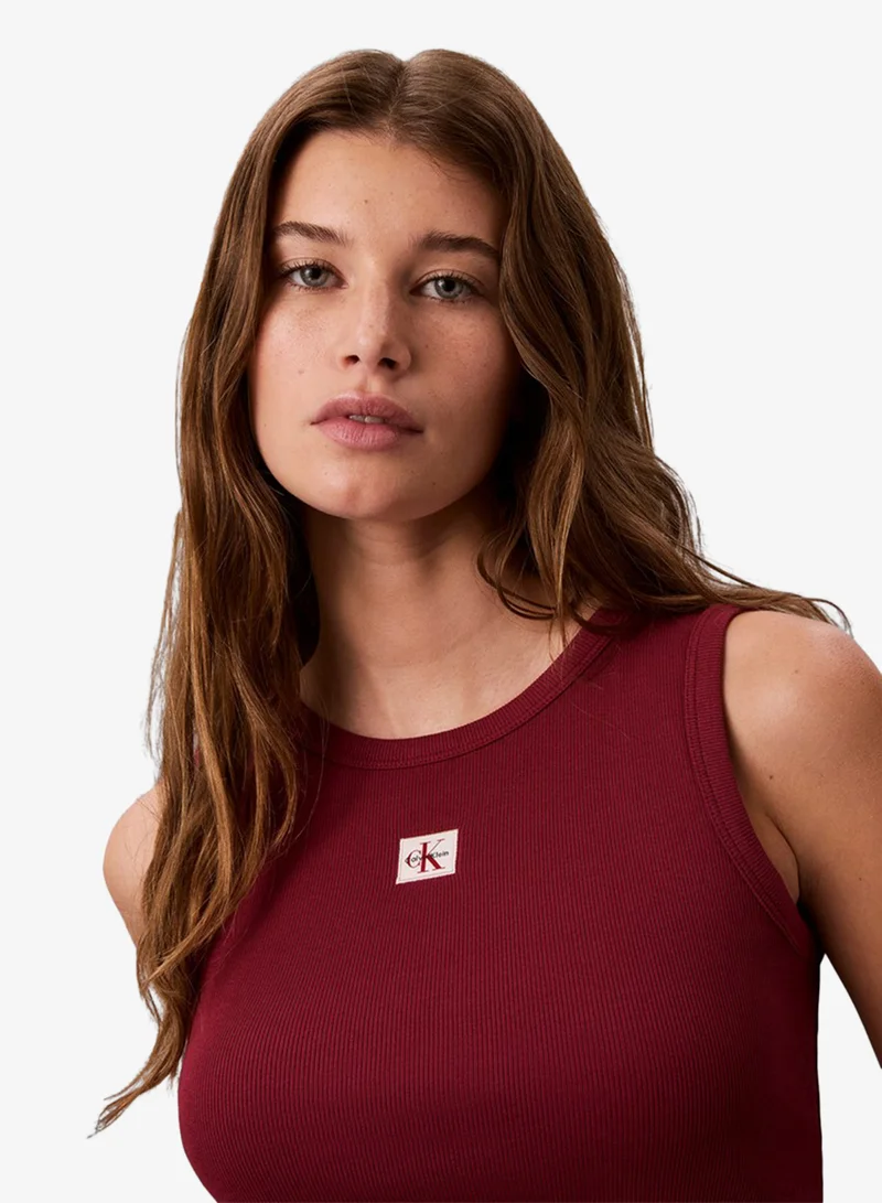 Calvin Klein Jeans  Monologo Label Ribbed Tank Top for Women | Best Price UAE