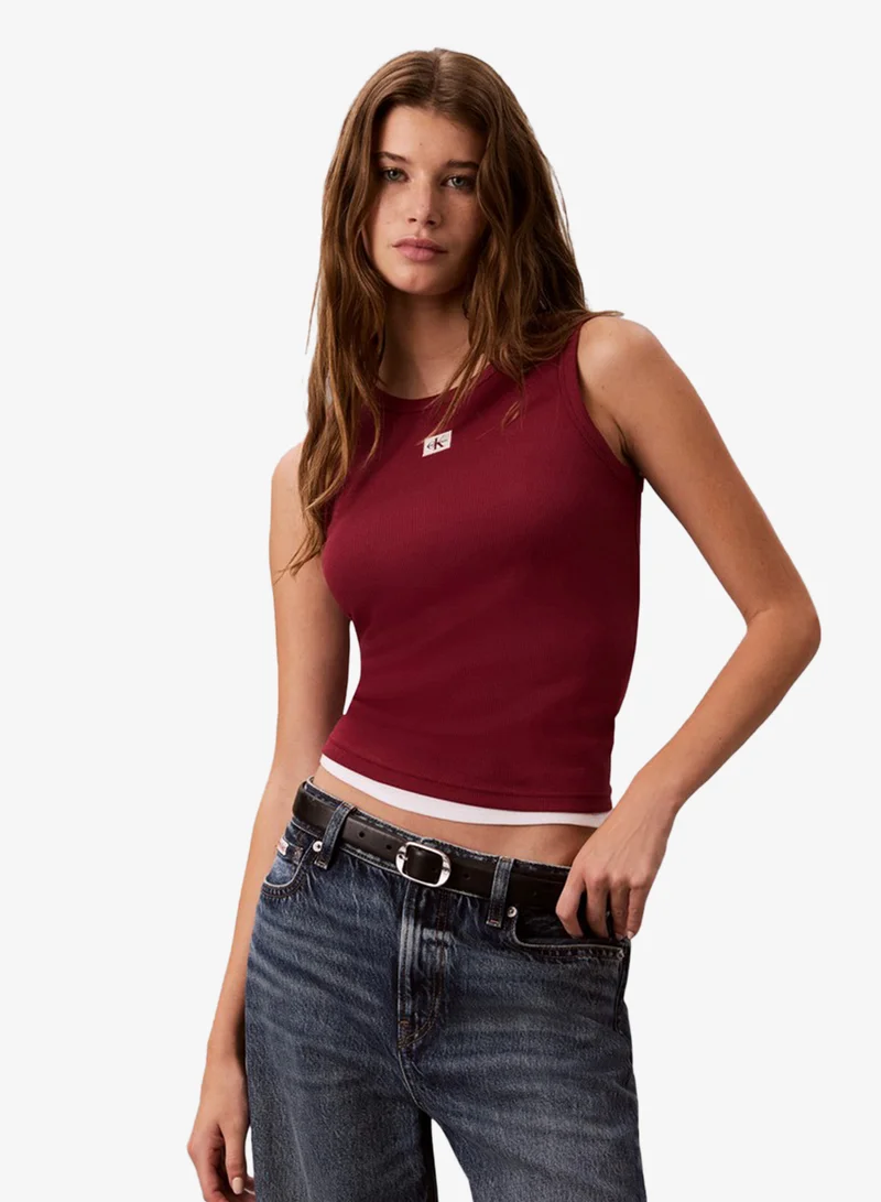 Calvin Klein Jeans  Monologo Label Ribbed Tank Top for Women | Best Price UAE