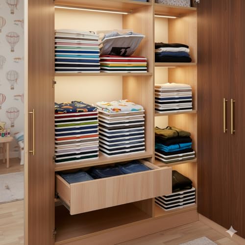 mechdel Effortless Closet Organizer/Shirt Organizer for Men/T Shirt Organizer/Sare Organiser/jeans/pants/iron clothe tray/Folding Board for Shirts (WHITE, 20PCS) - Image 5