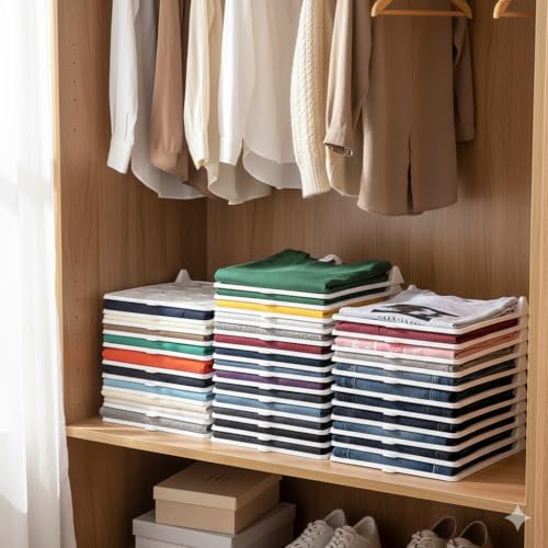 mechdel Effortless Closet Organizer/Shirt Organizer for Men/T Shirt Organizer/Sare Organiser/jeans/pants/iron clothe tray/Folding Board for Shirts (WHITE, 20PCS) - Image 3
