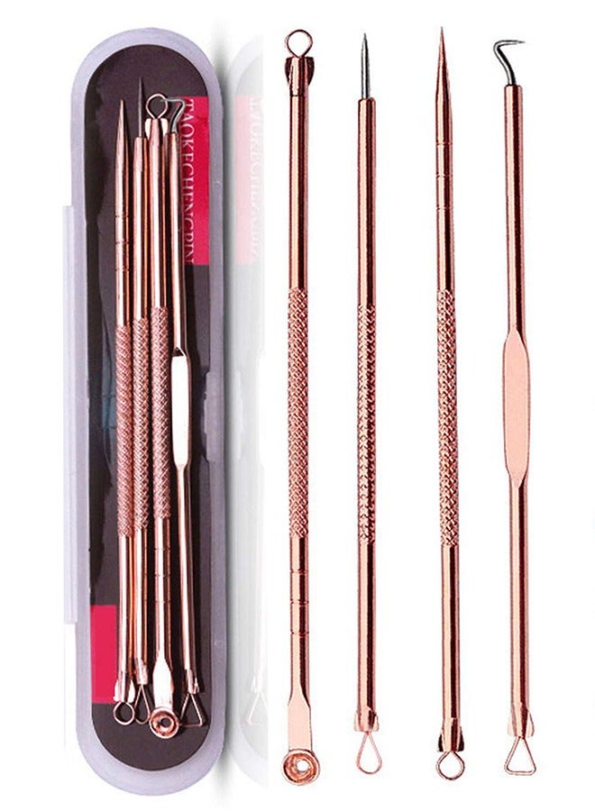 RollsTimi  4-Piece Dual Heads Needle Blackhead Remover Rose Gold - Image 1