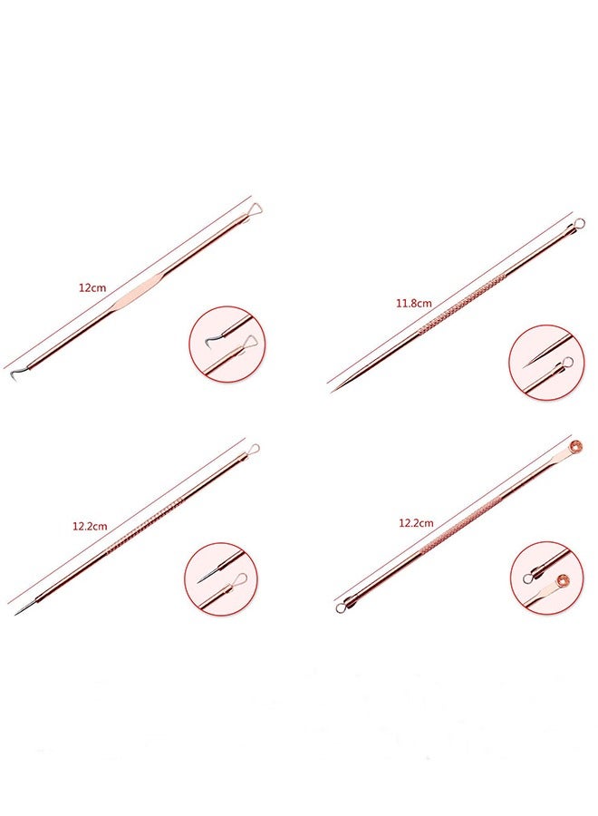 RollsTimi  4-Piece Dual Heads Needle Blackhead Remover Rose Gold - Image 2