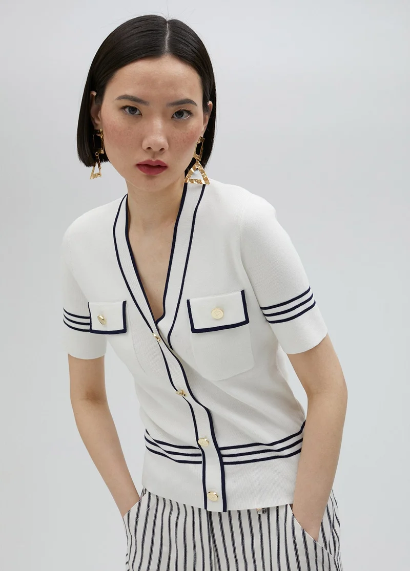 Lola Casademunt Two-tone short-sleeved sweater