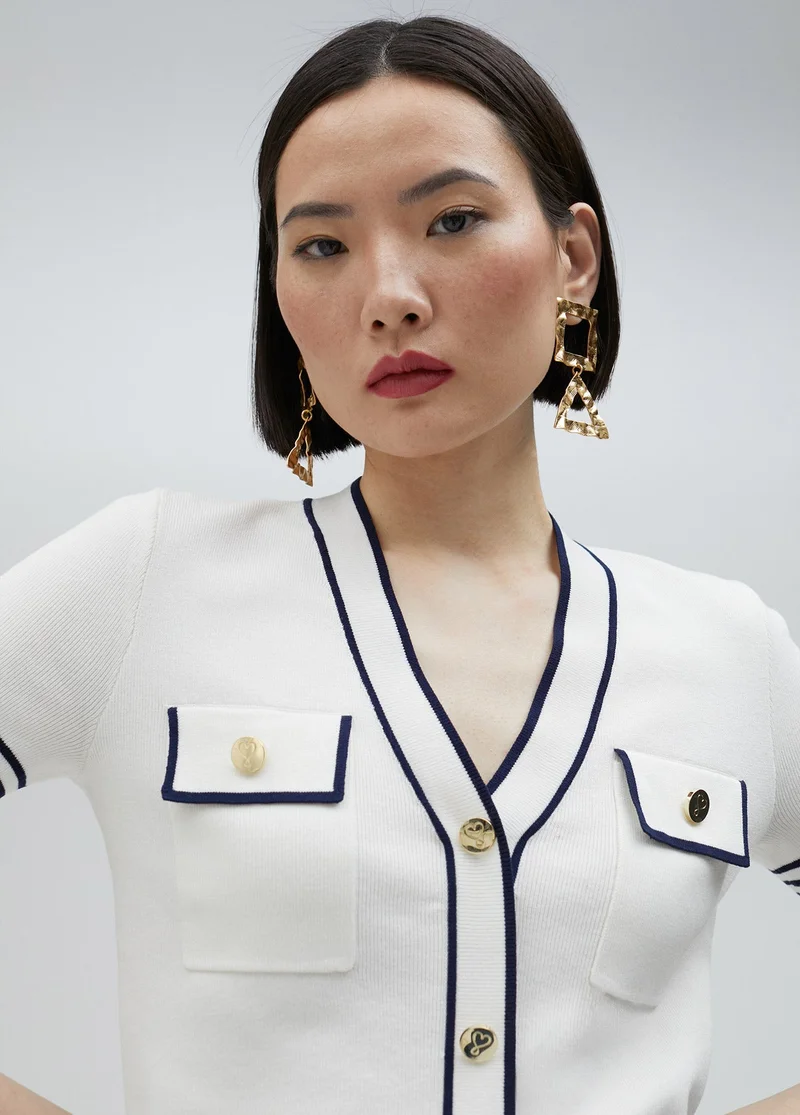Lola Casademunt Two-tone short-sleeved sweater