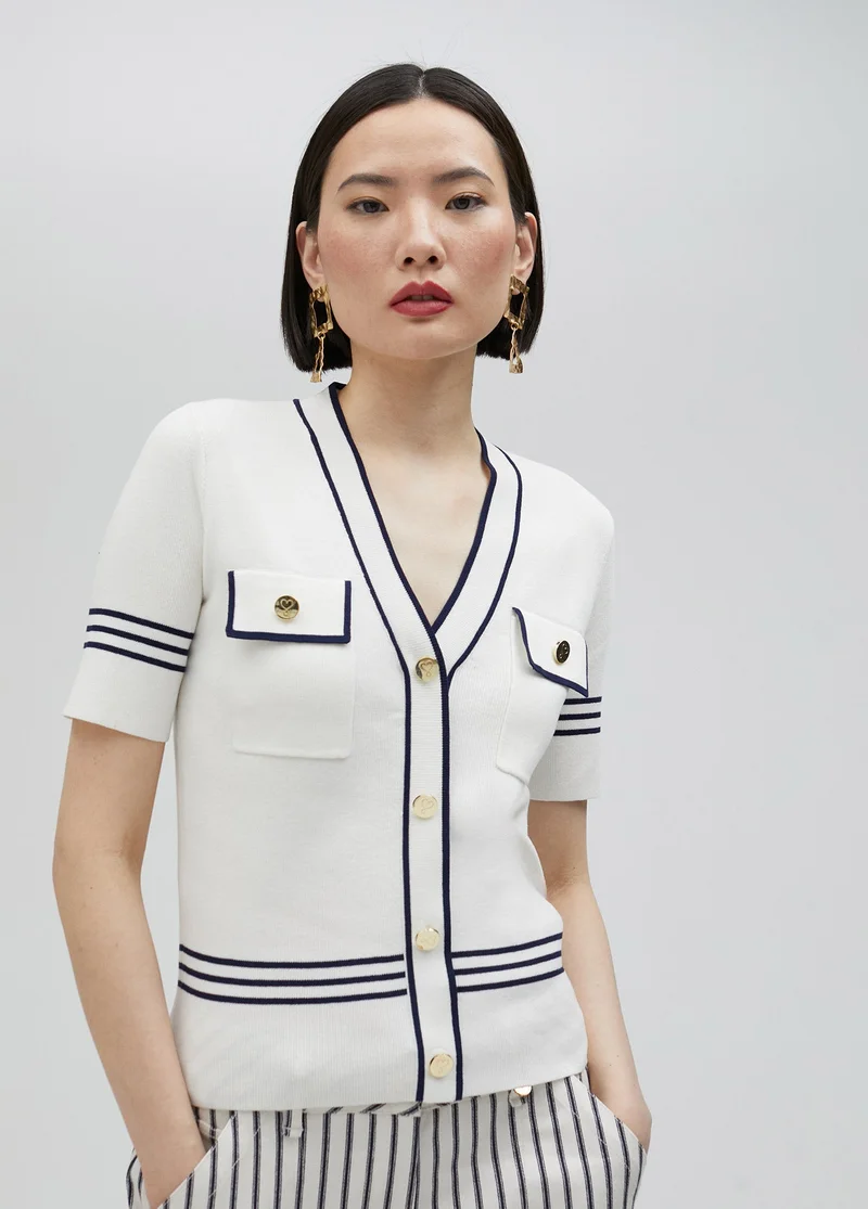 Lola Casademunt Two-tone short-sleeved sweater