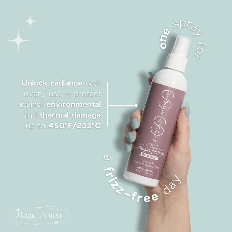 SIMPLY SMOOTH Keratin Reparative Magic Potion Original Leave In Conditioner Detangler & Heat Protection Styling Spray Repair & Reduce Breakage Color Safe & Sodium Chloride Free 16 Oz - Image 4