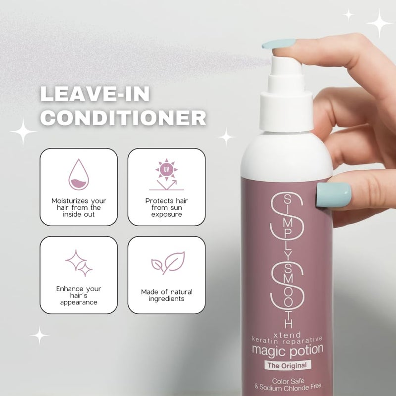SIMPLY SMOOTH Keratin Reparative Magic Potion Original Leave In Conditioner Detangler & Heat Protection Styling Spray Repair & Reduce Breakage Color Safe & Sodium Chloride Free 16 Oz - Image 2