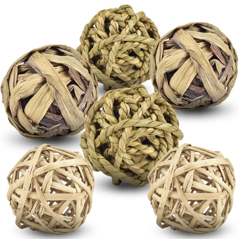 ERKOON Rabbit Toys Edible Woven Grass Ball Willow Ball Made of Timothy Grass Hay and Willow of Treats and Chews Toy for Chinchilla Bunny Guinea Pig Gerbil - Image 2