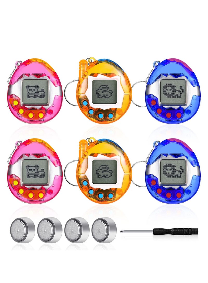 Barakah 6 Pcs Virtual Pets Keychain Nostalgic Virtual Electronic Digital Pets Keychain Game Keyring Retro Handheld Game Machine Electronic Toys with 1 Piece Screwdriver 4.13 x 1.97 Inch 168 Pets - Image 1
