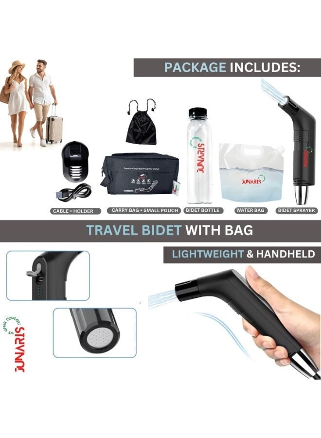 JUNARIS Portable Bidet For Travel Shattaf | High Pressure Rechargeable Camping Bidet - Shower Sprayer shataf For Perfect Hygiene almusafir Electric Bidet Sprayer Set For Travel Handheld Camping Bidet - Image 5