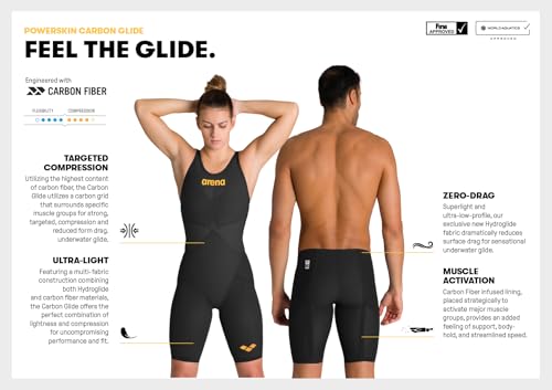 arena بدلة سباحة تنافسية للرجال من ARENA Powerskin Carbon Glide - شورت سباحة رياضي بتقنية عالية - لون أزرق تيرينيان، مقاس أمريكي 24 - Image 4