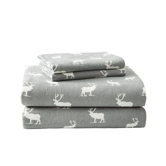 Eddie Bauer King Sheets, Cotton Flannel Bedding Set, Brushed For Extra Softness, Cozy Home Decor (Elk Grove, King) - Image 1