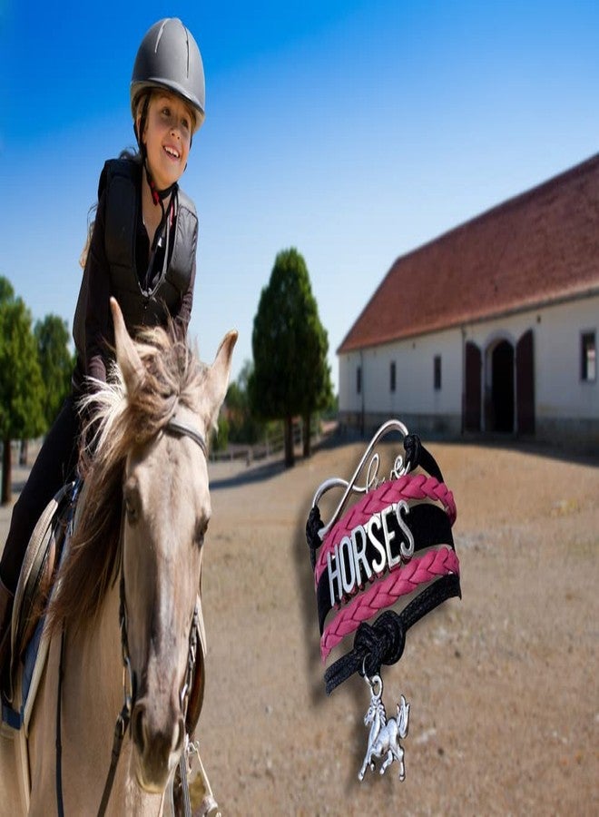 إنفينيتي كوليكشن سوار إنفينيتي كوليكشن "حب الخيل إلى الأبد" بتصميم حصان وردي وأسود مع تعليقة على شكل مهر | هدية مجوهرات لمحبي الفروسية - Image 4