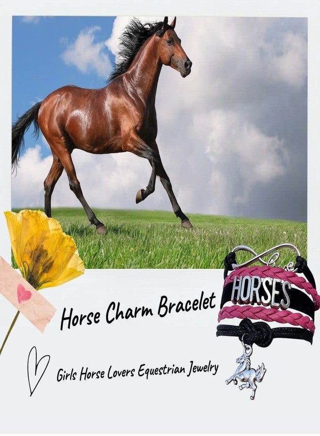 إنفينيتي كوليكشن سوار إنفينيتي كوليكشن "حب الخيل إلى الأبد" بتصميم حصان وردي وأسود مع تعليقة على شكل مهر | هدية مجوهرات لمحبي الفروسية - Image 5