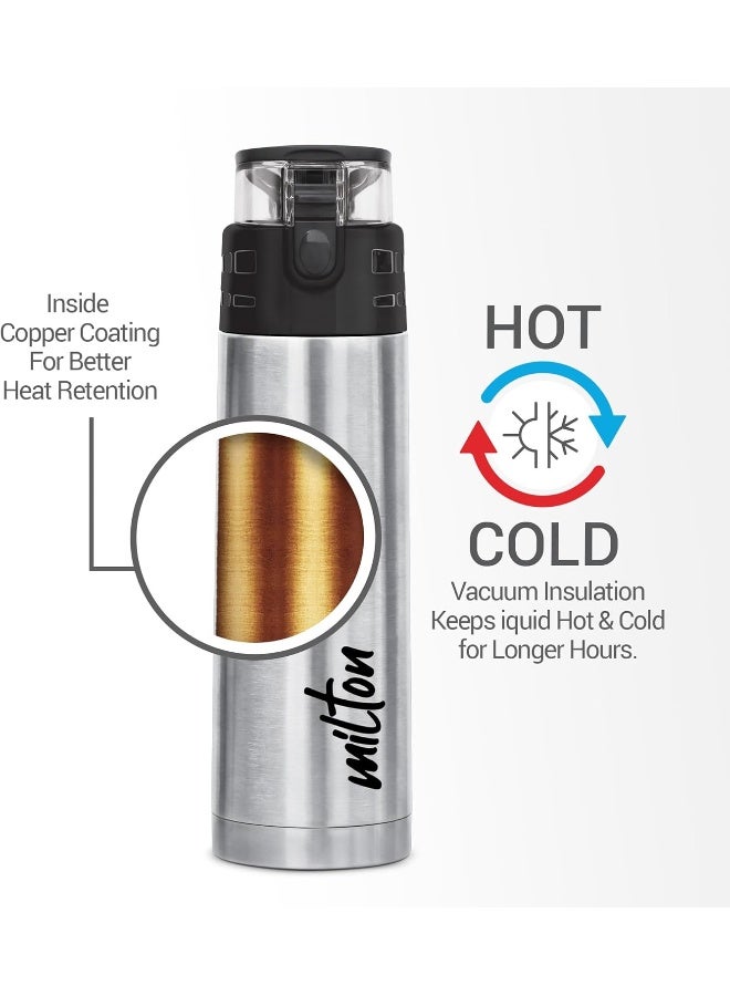 Milton Atlantis 900 Thermosteel Hot and Cold Water Bottle, 1 Piece, 750 ml, Silver | Leak Proof | Easy to Carry | Office Bottle | Hiking | Trekking | Travel Bottle | Gym | Home | Kitchen Bottle - Image 2