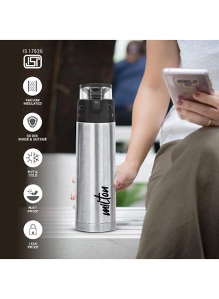 Milton 750ml Stainless Steel Water Bottle – Vacuum Insulated Flask Keeps Drinks Hot or Cold for 24 Hours, Leakproof Metal Flask for Travel, Office, Gym & Home – Atlantis 900, Silver - view 3