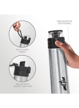 Milton 750ml Stainless Steel Water Bottle – Vacuum Insulated Flask Keeps Drinks Hot or Cold for 24 Hours, Leakproof Metal Flask for Travel, Office, Gym & Home – Atlantis 900, Silver - view 4