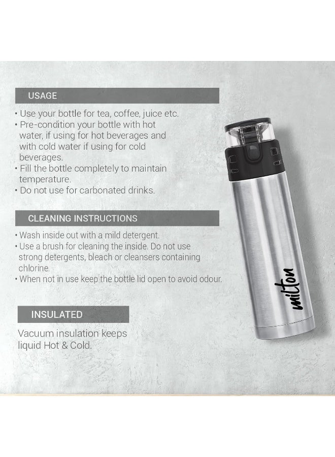 Milton Atlantis 900 Thermosteel Hot and Cold Water Bottle, 1 Piece, 750 ml, Silver | Leak Proof | Easy to Carry | Office Bottle | Hiking | Trekking | Travel Bottle | Gym | Home | Kitchen Bottle - Image 5