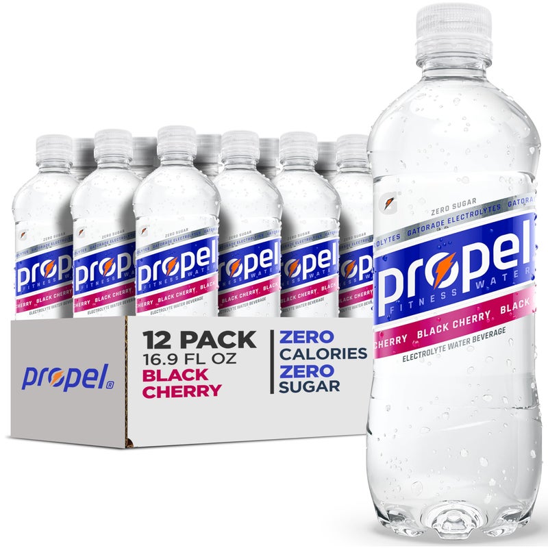 Propel, Black Cherry, Zero Calorie Sports Drinking Water with Electrolytes and Vitamins C&E, 16.9 Fl Oz (12 Count) - Image 1