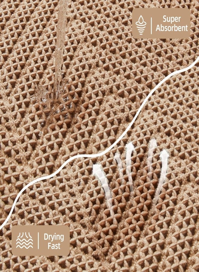 Sunfly Boho Bathroom Rug, Herringbone Waffle Bath Mat Non-Slip Washable Super Absorbent Quick Dry, Farmhouse Bath Mat for Bathroom Floor Decor 20"*30" Khaki - Image 5