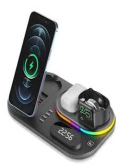 XVersion 4 in 1 Wireless Charger 30W Station with QI fast mobile charging for Apple iPhone/Air Pods/iWatch/Nothing Phone - Black  - Image 1